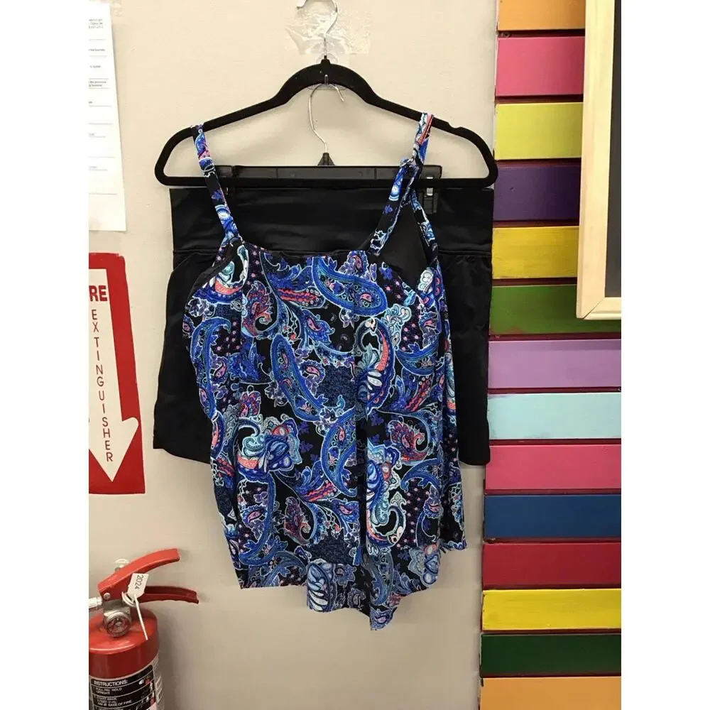Dreamshaper by miraclesuit Hank tankini & skirt 14 reg ocean paisley - Picture 2 of 5